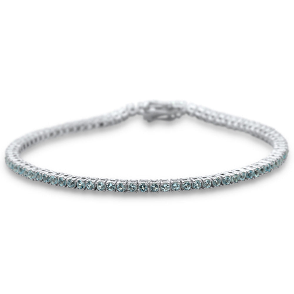 Muse Jewelry 1.79ct 14K White Gold Natural Aquamarine Gemstone Tennis Bracelet 7"