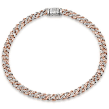 Muse Jewelry 5MM .67ct G SI 14K Two Tone Gold Round Diamond Cuban Bracelet Size 7" Long