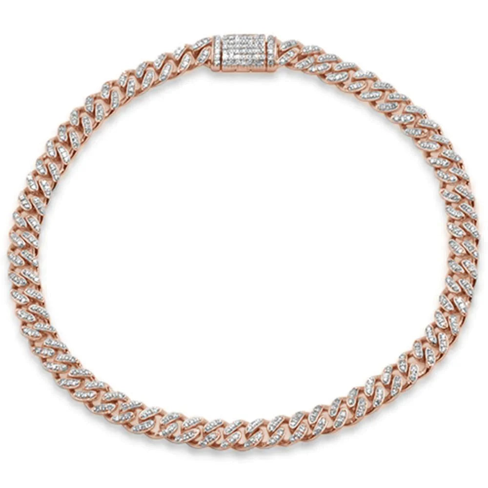 Muse Jewelry 4MM 0.70ct G SI 14K Rose Gold Diamond Round Cuban Bracelet 6.5"