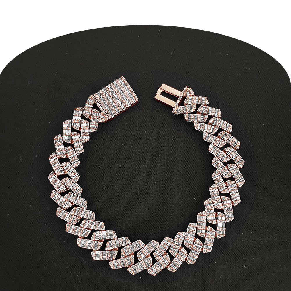 Muse Jewelry 15MM 8.83ct G SI 14K Rose Gold Diamond Baguette & Round Bracelet 8.5"