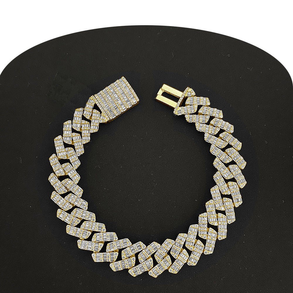 Muse Jewelry 15MM 8.85ct G SI 14K Yellow Gold Diamond Baguette & Round Bracelet 8.5"