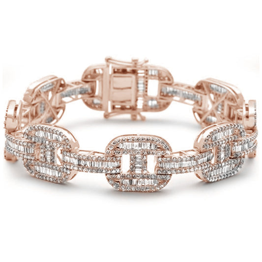 Muse Jewelry 11.18ct G SI 14K Rose Gold Baguette & Round Diamond Bracelet 8"