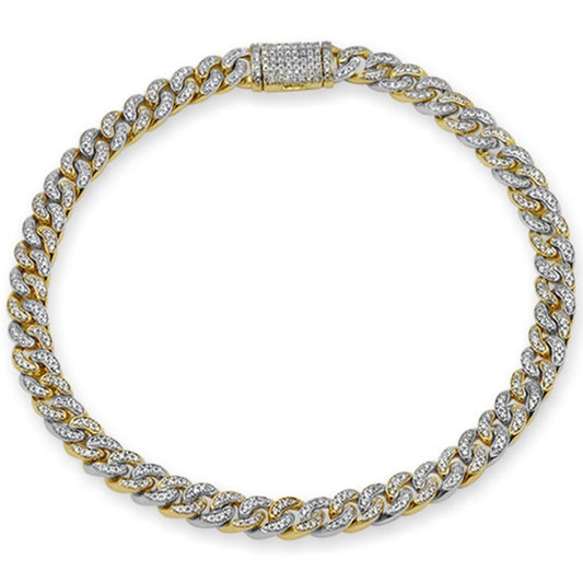 Muse Jewelry 4MM .67ct G SI 14K Two Tone Gold Diamond Round Cuban Bracelet 6.5"