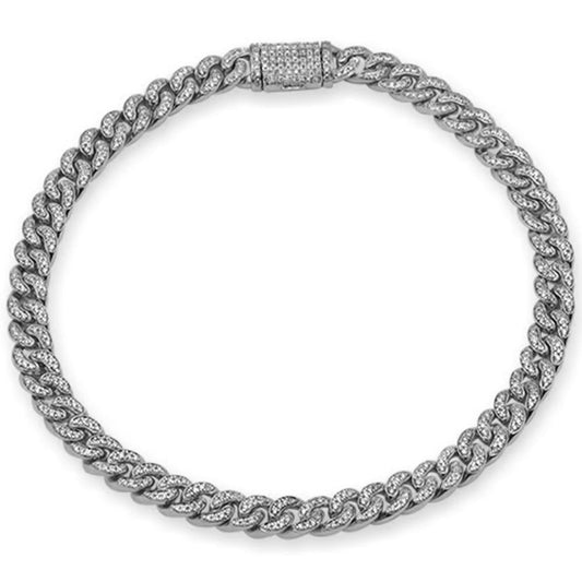 Muse Jewelry 6MM .95ct G SI 14K White Gold Diamond Round Cuban Bracelet 8"
