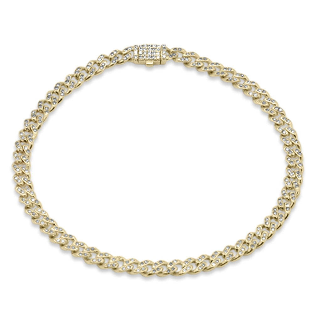 Muse Jewelry 4mm .72ct G SI 14K Yellow Gold Diamond Round Cuban Bracelet 8"