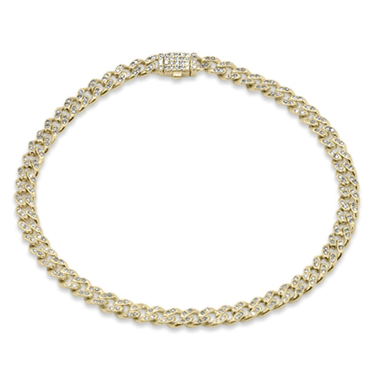 Muse Jewelry 4mm .72ct G SI 14K Yellow Gold Diamond Round Cuban Bracelet 8"