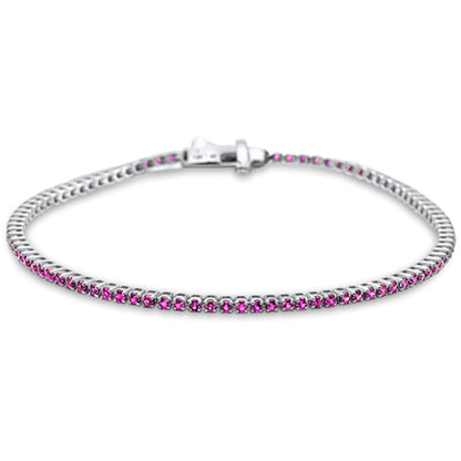 Muse Jewelry 1.62ct G SI 14K White Gold Natural Ruby Tennis Bracelet 7"