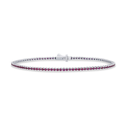 Muse Jewelry 1.62ct G SI 14K White Gold Natural Ruby Tennis Bracelet 7"