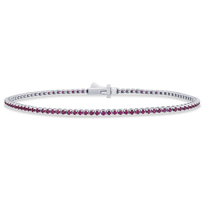 Muse Jewelry 1.62ct G SI 14K White Gold Natural Ruby Tennis Bracelet 7"