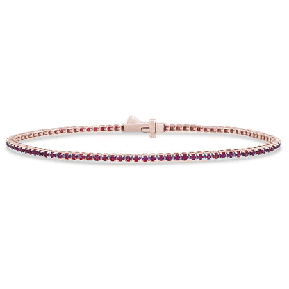 Muse Jewelry 1.70ct G SI 14K Rose Gold Natural Ruby Tennis Bracelet 7"