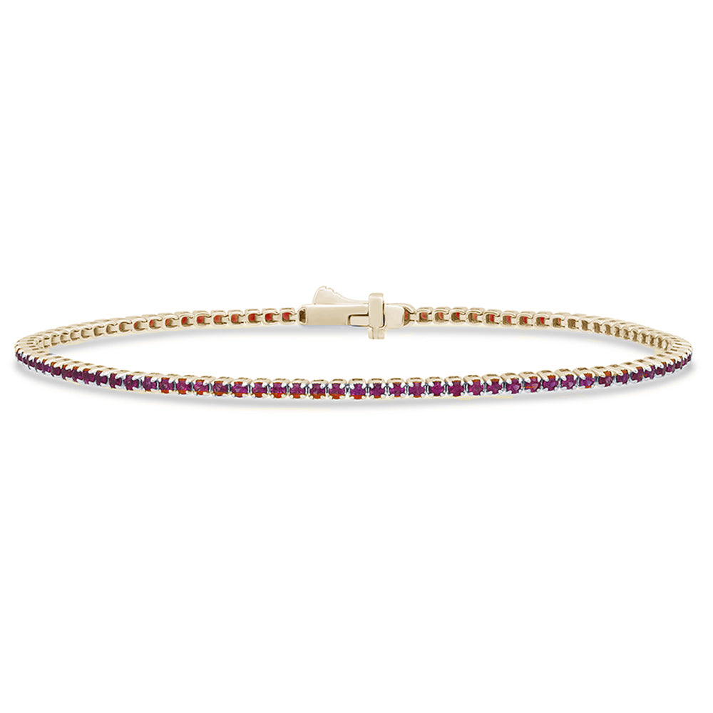 Muse Jewelry 1.77ct G SI 14K Yellow Gold Natural Ruby Tennis Bracelet 7"