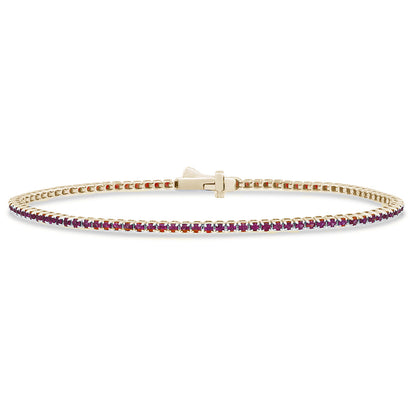 Muse Jewelry 1.77ct G SI 14K Yellow Gold Natural Ruby Tennis Bracelet 7"