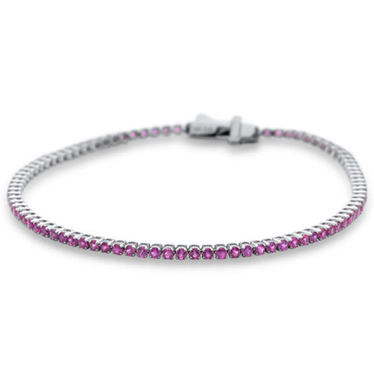 Muse Jewelry 2.39ct G SI 14K White Gold Natural Ruby Tennis Bracelet 7"