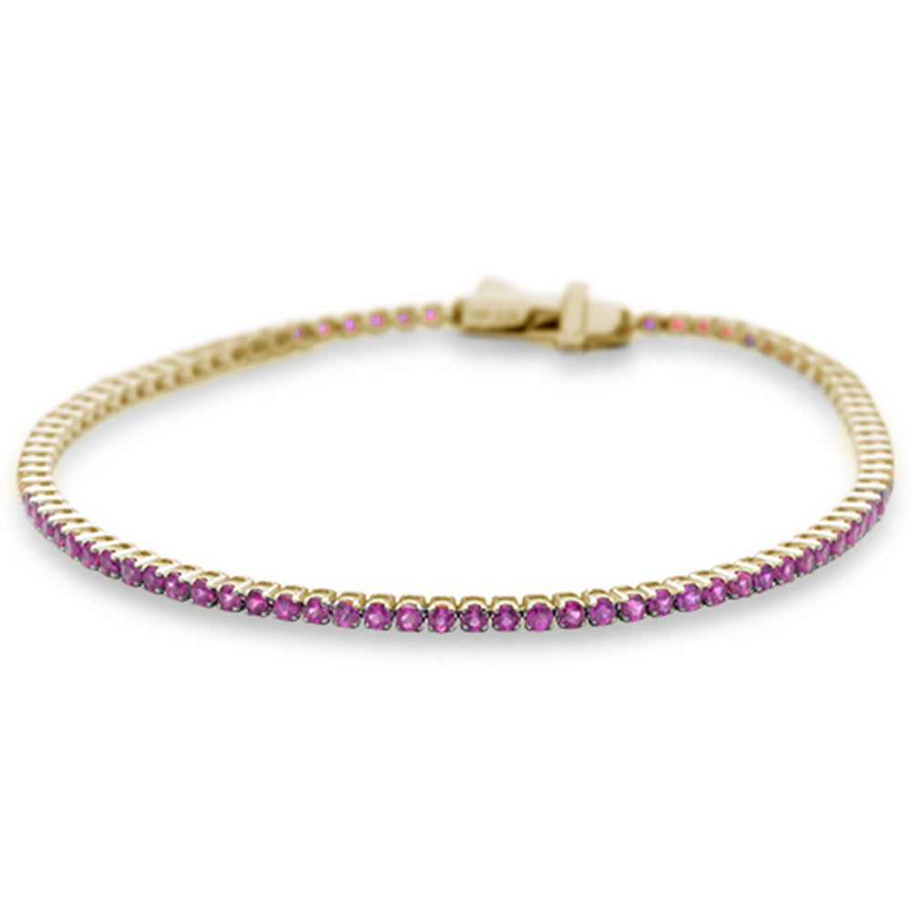 Muse Jewelry 2.22ct G SI 14K Yellow Gold Natural Ruby Tennis Bracelet 7"