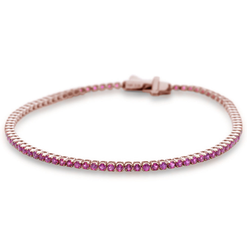 Muse Jewelry 2.35ct G SI 14K Rose Gold Natural Ruby Tennis Bracelet 7"