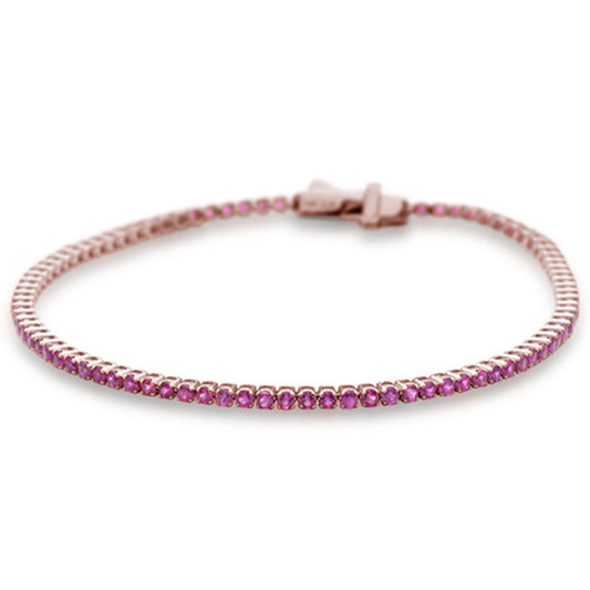 Muse Jewelry 2.35ct G SI 14K Rose Gold Natural Ruby Tennis Bracelet 7"