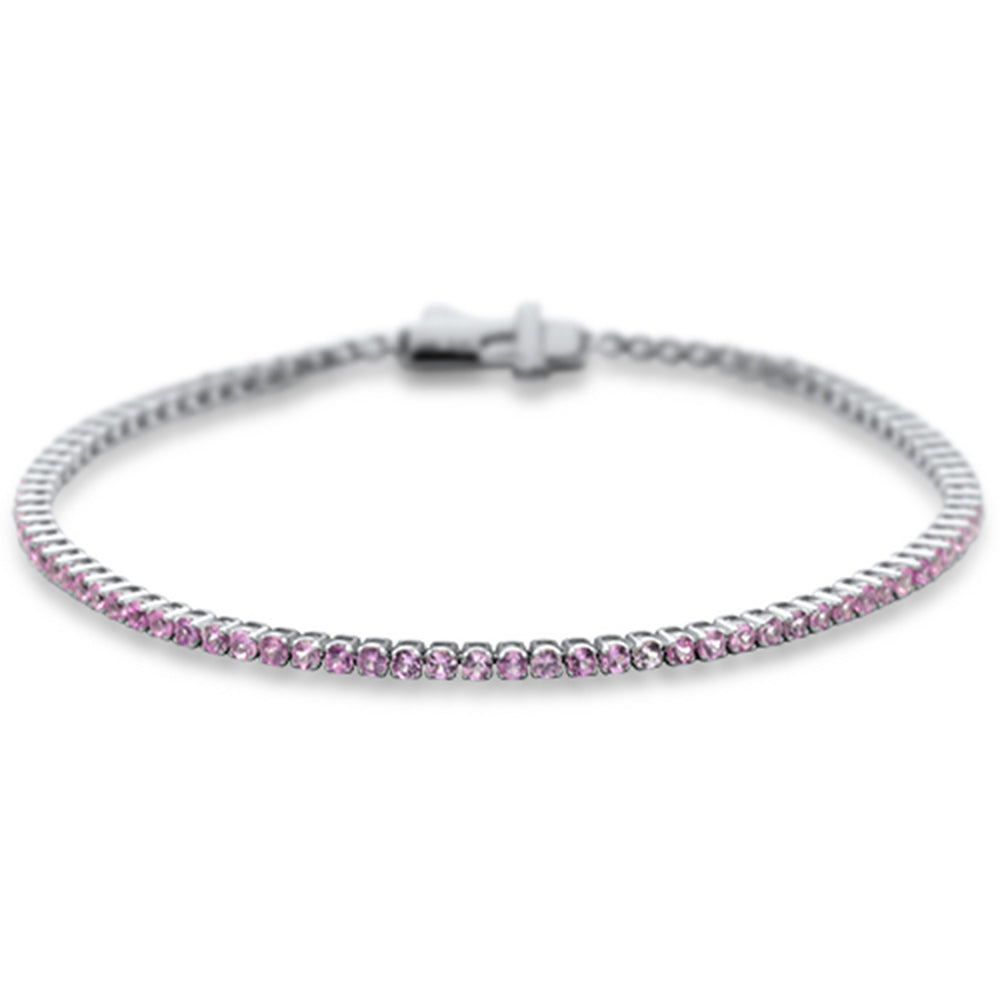 Muse Jewelry 2.32ct G SI 14K White Gold Natural Pink Sapphire Tennis Bracelet 7"