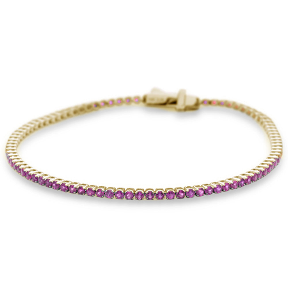 Muse Jewelry 2.64ct G SI 14K Yellow Gold Natural Pink Sapphire Tennis Bracelet 7"
