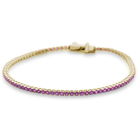 Muse Jewelry 2.64ct G SI 14K Yellow Gold Natural Pink Sapphire Tennis Bracelet 7"