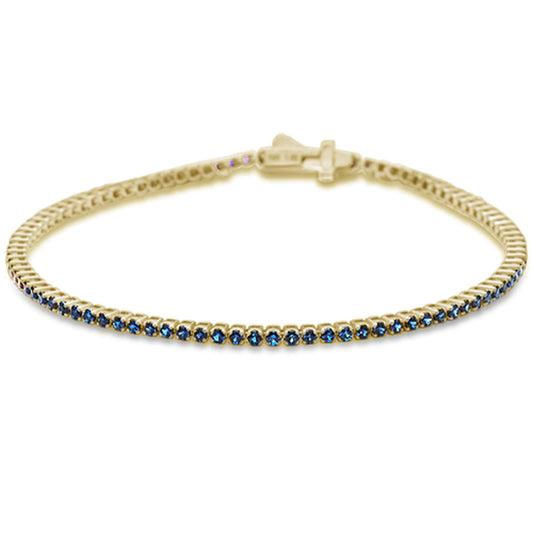 Muse Jewelry 2.43ct 14K Yellow Gold Natural Blue Sapphire Tennis Bracelet 7"