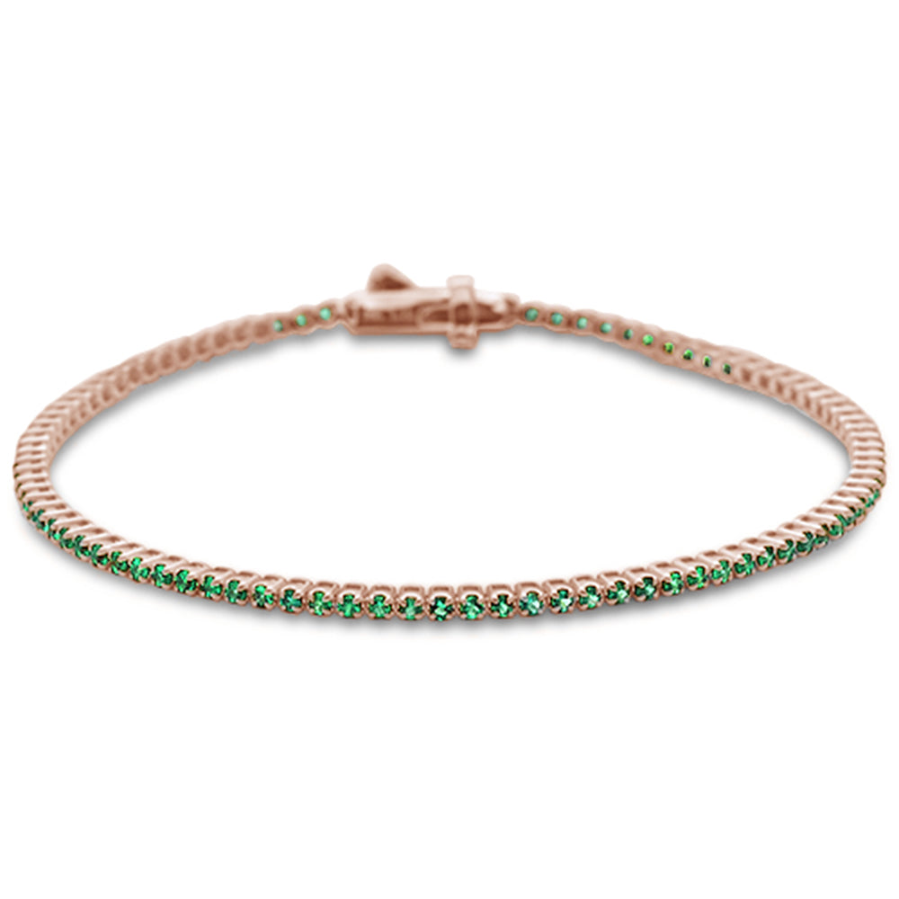 Muse Jewelry 1.44ct 14K Rose Gold Natural Emerald Tennis Bracelet 7"