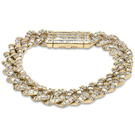 Muse Jewelry 11.76ct G SI 10K Yellow Gold Men's Baguette Diamond Bracelet 8.5"