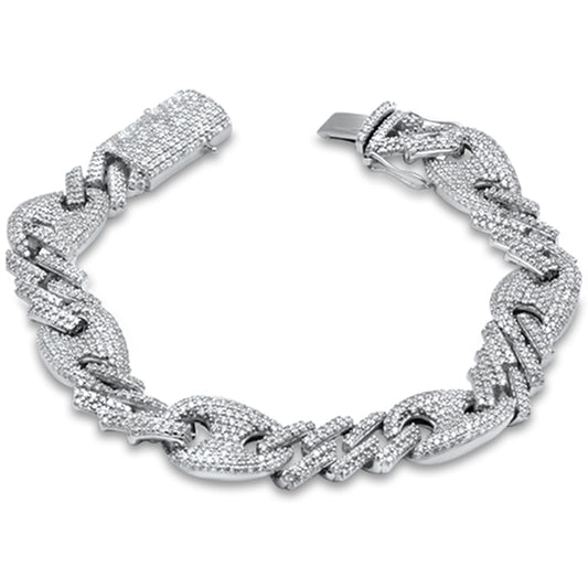 Muse Jewelry 8.10ct G SI 14K White Gold Diamond Cuban Bracelet 8.5"