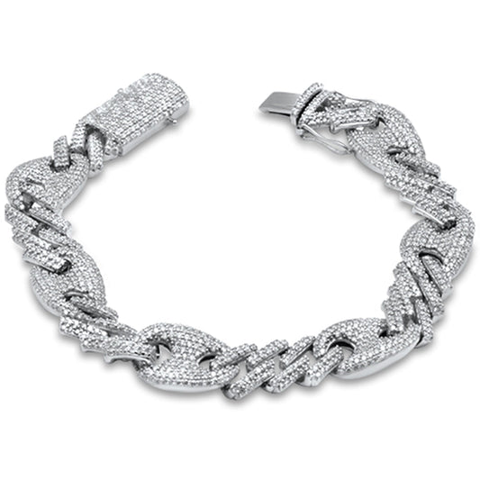 Muse Jewelry 8.16ct G SI 14K White Gold Diamond Cuban Bracelet 8.5"