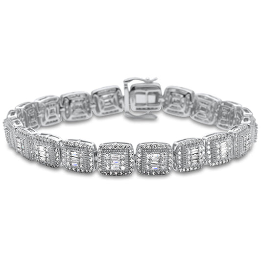 Muse Jewelry 5.25ct G SI 14K White Gold Baguette & Round Diamond Bracelet 8"