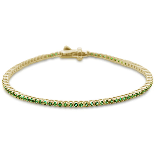 Muse Jewelry 1.62ct 14K Yellow Gold Natural Emerald Tennis Bracelet 7"