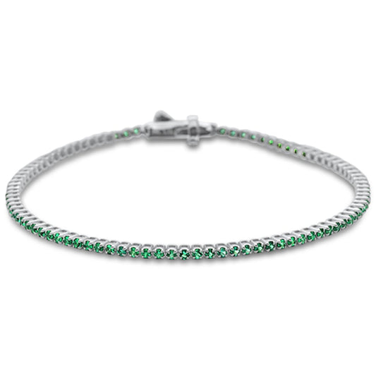 Muse Jewelry 1.69ct 14K White Gold Natural Emerald Tennis Bracelet 7"