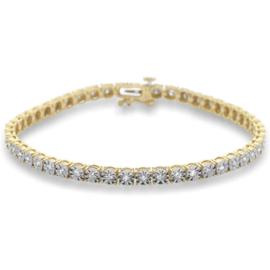 Muse Jewelry .98ct G SI 10K Yellow Gold Diamond Miracle Illusion Tennis Bracelet