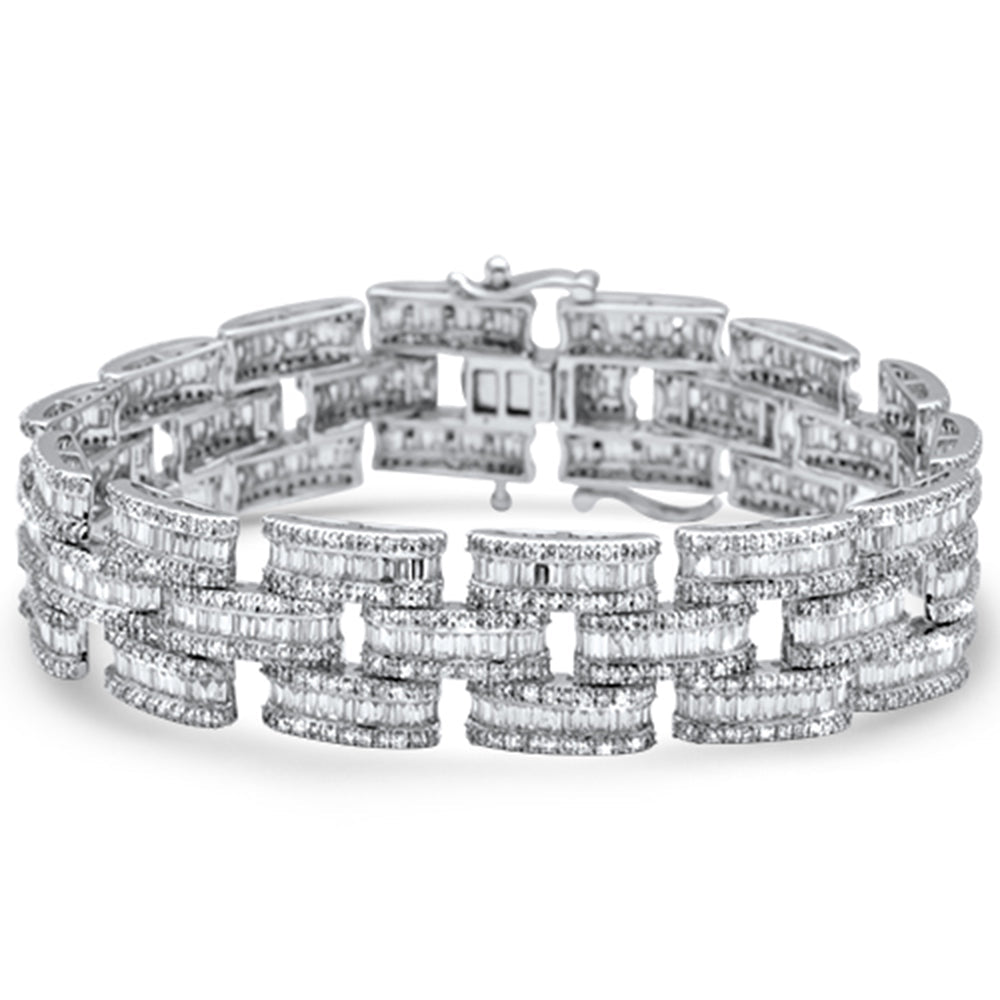 Muse Jewelry 11.50ct G SI 14KT White Gold Diamond Round & Baguette Bracelet 8.5"