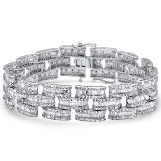 Muse Jewelry 11.50ct G SI 14KT White Gold Diamond Round & Baguette Bracelet 8.5"