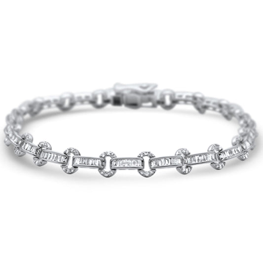 Muse Jewelry 1.79ct G SI 14K White Gold Diamond Round & Baguette Tennis Bracelet