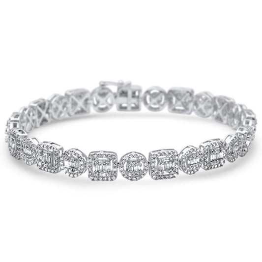 Muse Jewelry 4.65ct G SI 14K White Gold Diamond Round & Baguette Tennis Bracelet