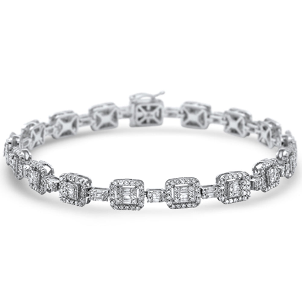 Muse Jewelry 3.65ct G SI 14K White Gold Diamond Round & Baguette Tennis Bracelet 8" Long