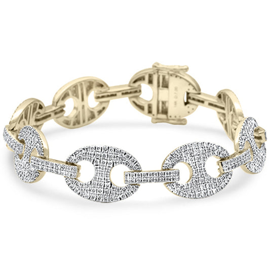 Muse Jewelry 7.00ct G SI 14K Yellow Gold Diamond Mariner Link Iced Out Bracelet