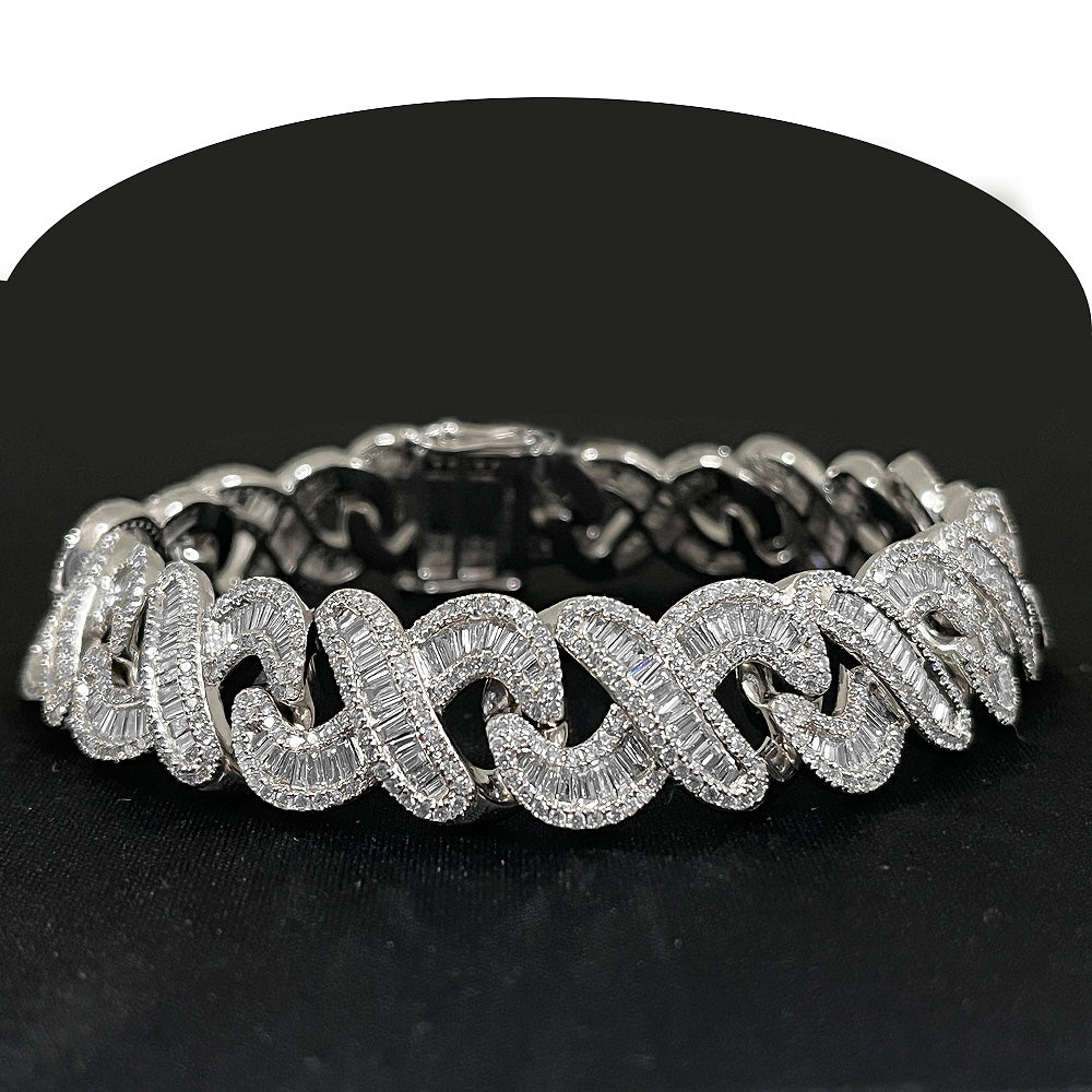 Muse Jewelry 11.73ct G SI 14K White Gold Diamond Infinity Style Unisex Men's Women's Bracelet