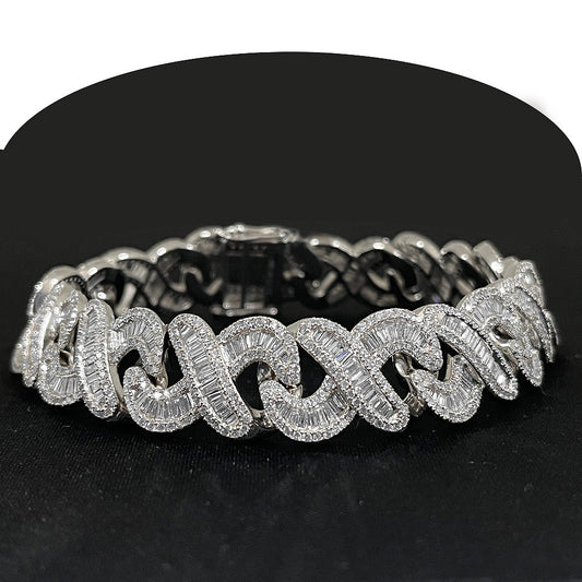 Muse Jewelry 11.73ct G SI 14K White Gold Diamond Infinity Style Unisex Men's Women's Bracelet
