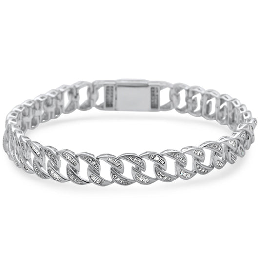 Muse Jewelry 2.85ct G SI Men's 14K White Gold Round & Baguette Diamond Bracelet 8" Long