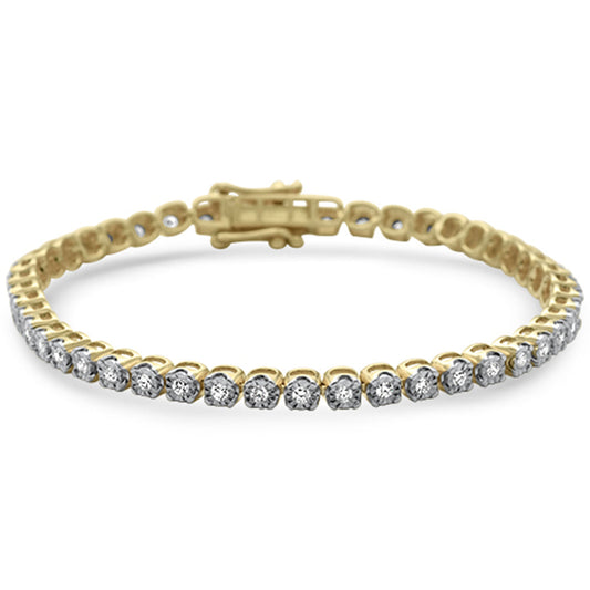 Muse Jewelry 1.00ct G SI 14K Yellow Gold Round Diamond Miracle Illusion Tennis Bracelet 7" Long