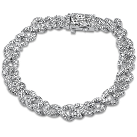 Muse Jewelry 7.69ct G SI 14K White Gold Infinity Round Diamond Cuban Bracelet 8" Long