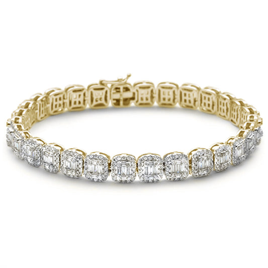 Muse Jewelry 7.85ct G SI 14K Yellow Gold Round & Baguette Diamond Bracelet 8.5"