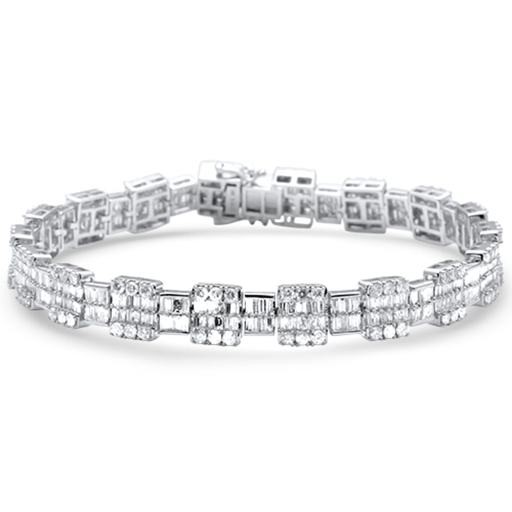 Muse Jewelry 9.55ct G SI 14K White Gold Round & Baguette Diamond Tennis Bracelet