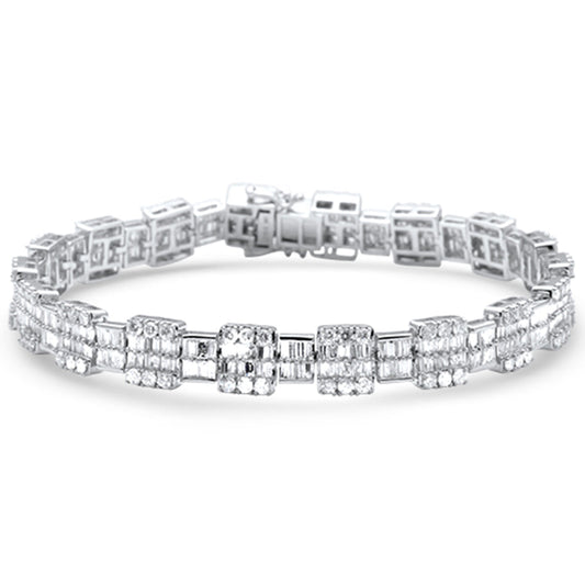 Muse Jewelry 9.55ct G SI 14K White Gold Round & Baguette Diamond Tennis Bracelet