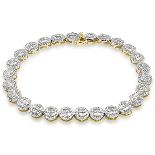 Muse Jewelry 4.63ct G SI 14K Yellow Gold Round & Baguette Diamond Tennis Bracelet 8" Long