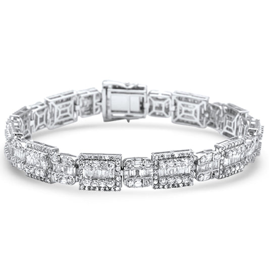 Muse Jewelry 11.0ct G SI 14K White Gold Round & Baguette Diamond Tennis Bracelet