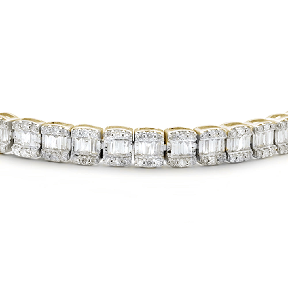 Muse Jewelry 3.52ct G SI 14K Yellow Gold Round & Baguette Diamond Bracelet 7"