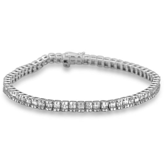 Muse Jewelry 4.03ct G SI 14K White Gold Round & Baguette Diamond Tennis Bracelet